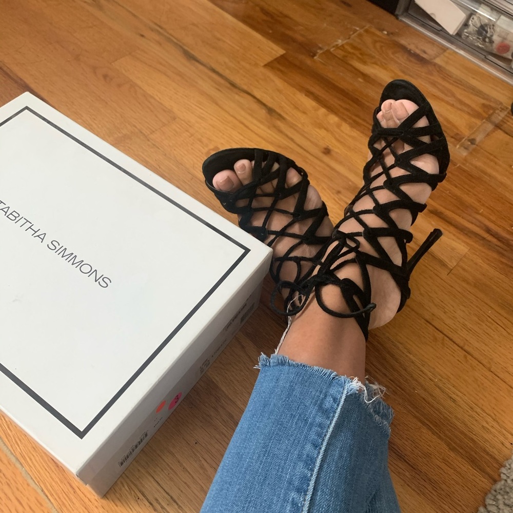 Tabitha Simmons Black Strappy Sandals